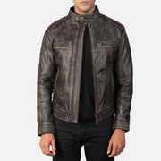 
Gatsby Quilted Distressed Brown Leather Jacket in Distressed Brown Goatskin Leather - Elölnézet & testre szabott sziluett | Online vásárlás