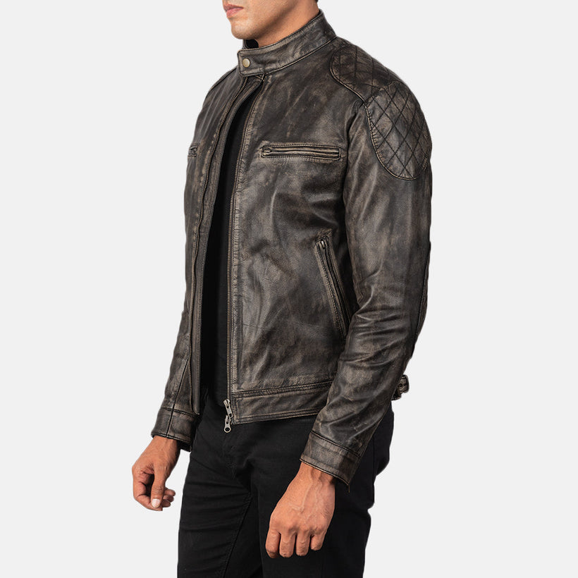 Gatsby Distressed Barna Bőrdzseki Férfi
