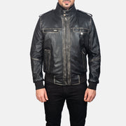 
Glen Street Fekete Bőr Bomber Dzseki Férfi in Black Cowhide Leather - Elölnézet & testre szabott sziluett | Online vásárlás