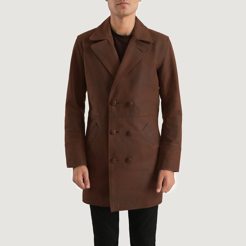 Half Life Barna Leather Coat férfi