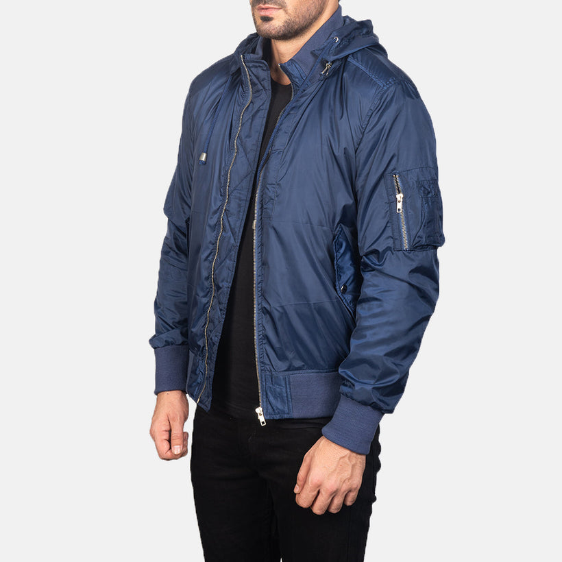 Hanklin MA-1 Blue Hooded Bőr bomber dzseki férfi