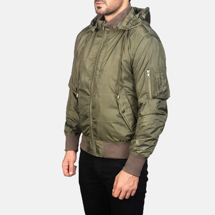 Hanklin MA-1 Green Hooded Bőr bomber dzseki férfi