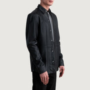 
Black Sheepskin leather Jacket - Hátulnézet precíz vállilleszkedéssel és tiszta szegéllyel