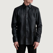 
Haven Black Leather Shirt - Oldalnézet az ergonomikus ujjkialakítással