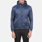 
Jimmy Kék Hooded Windbreaker Bőrdzseki Férfi in Blue Nylon - Elölnézet & testre szabott sziluett | Online vásárlás