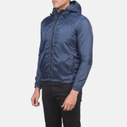
Blue Nylon Hooded Jacket - Hátulnézet precíz vállilleszkedéssel és tiszta szegéllyel