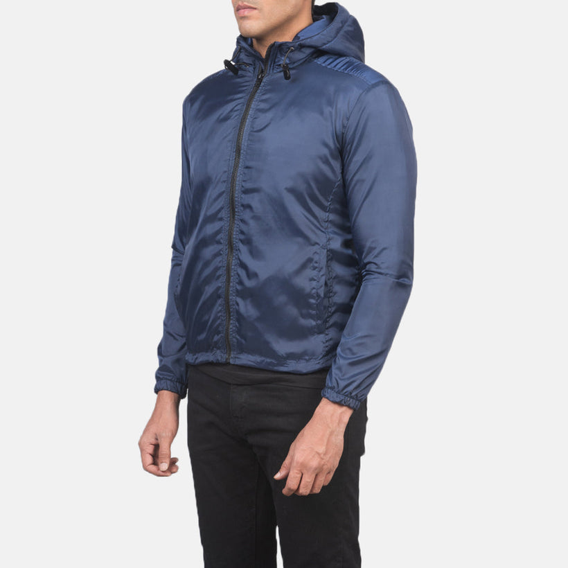 Jimmy Kék Hooded Windbreaker Bőrdzseki Férfi