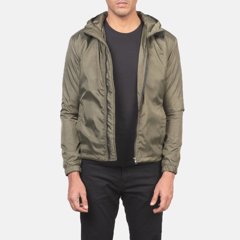 Jimmy Zöld Hooded Windbreaker Bőrdzseki Férfi