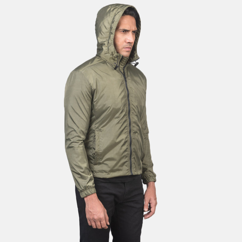 Jimmy Zöld Hooded Windbreaker Bőrdzseki Férfi