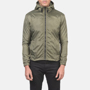 
Közeli részlet of High Neck with Hood & Zipper with wind flap Hardware on Jimmy Zöld Hooded Windbreaker Bőrdzseki Férfi