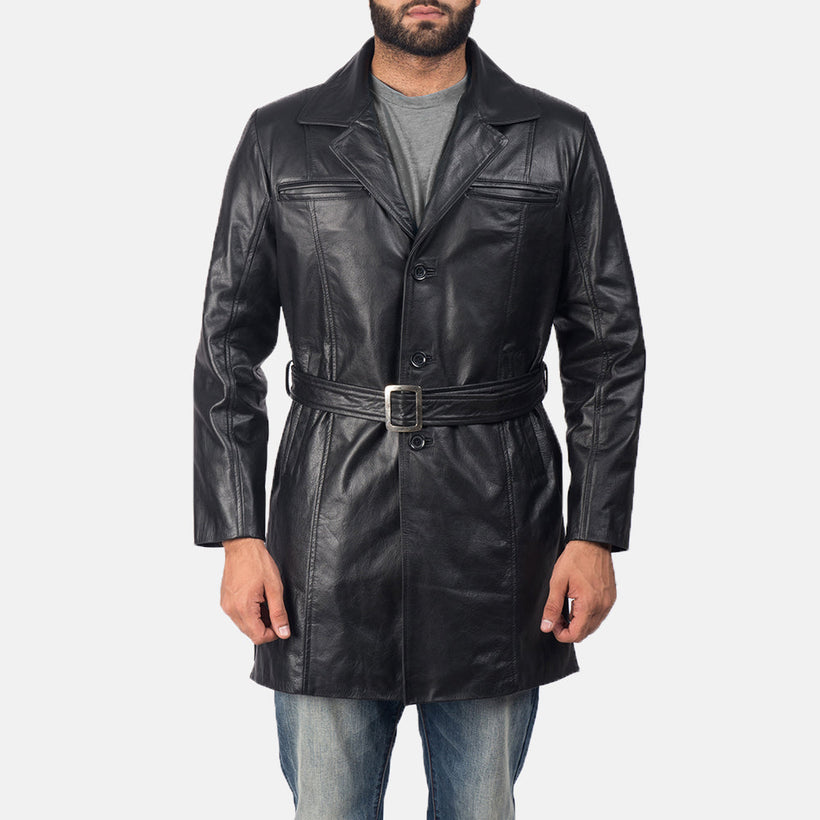Jordan Fekete Leather Coat férfi