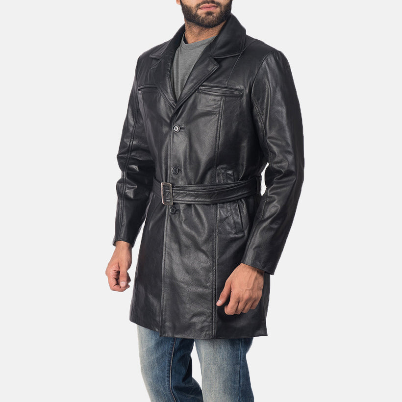 Jordan Fekete Leather Coat férfi
