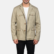 
Kajetan Beige Safari Bőrdzseki Férfi in Beige Poly-Cotton - Elölnézet & testre szabott sziluett | Online vásárlás