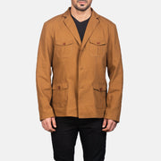 
Kajetan Khaki Safari Bőrdzseki Férfi in Khaki Poly-Cotton - Elölnézet & testre szabott sziluett | Online vásárlás
