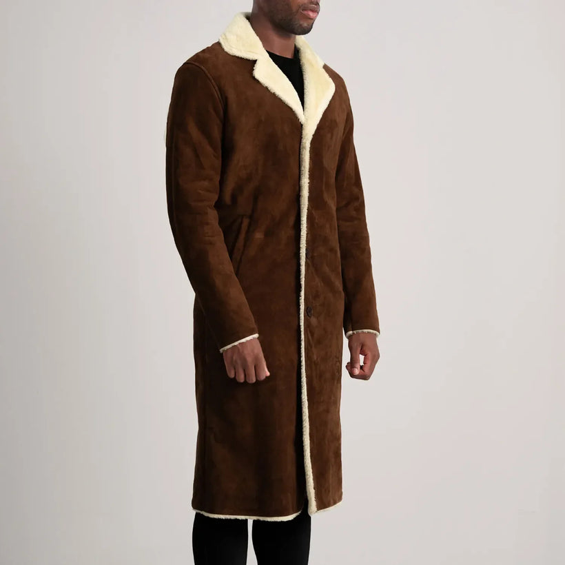 Kolby Barna Suede Shearling Bőrkabát Férfi