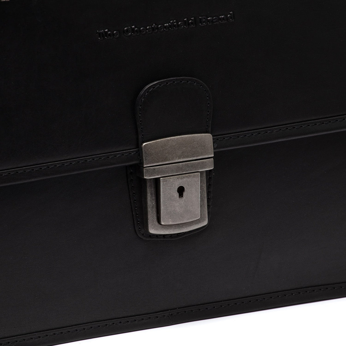 Classic 100% Full-Grain leather Briefcase - Hátulnézet megerősített bőrpántokkal
