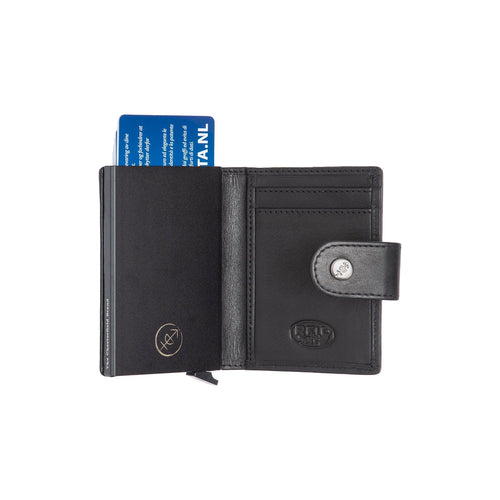 Classic 100% Full-Grain Leather Card Holder - Rear Perspective Showing Reinforced Leather Straps & Stitching
