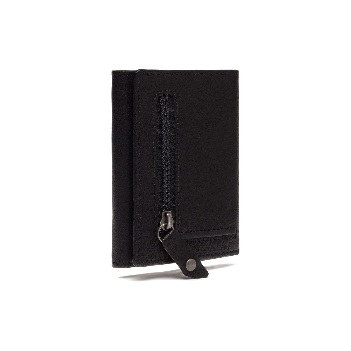 Solid Antique Brass Hardware &amp; Heavy-Duty Dual Zipper Detail on Paris Full-Grain Leather Card Holder