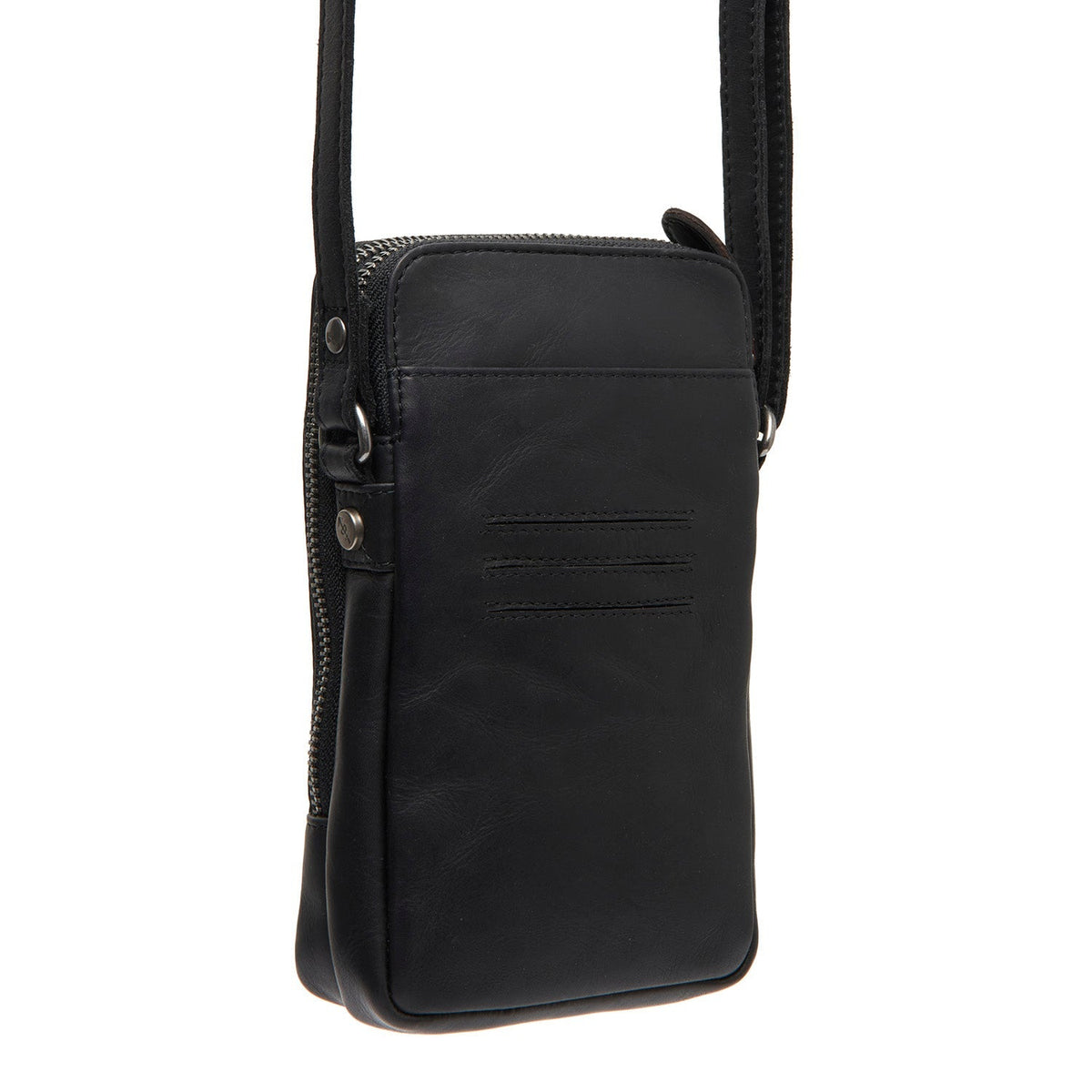 
Tailored Rib Cuffs & Hem Craftsmanship Construction Detail on Alesund Valódi teljes bőr Phone Bag