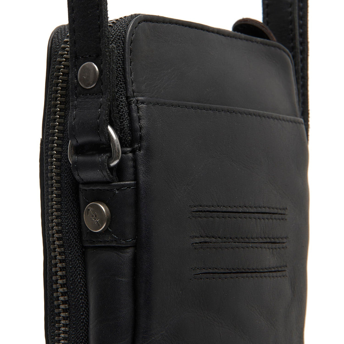 
Alesund Valódi teljes bőr Phone Bag - Oldalnézet az ergonomikus ujjkialakítással