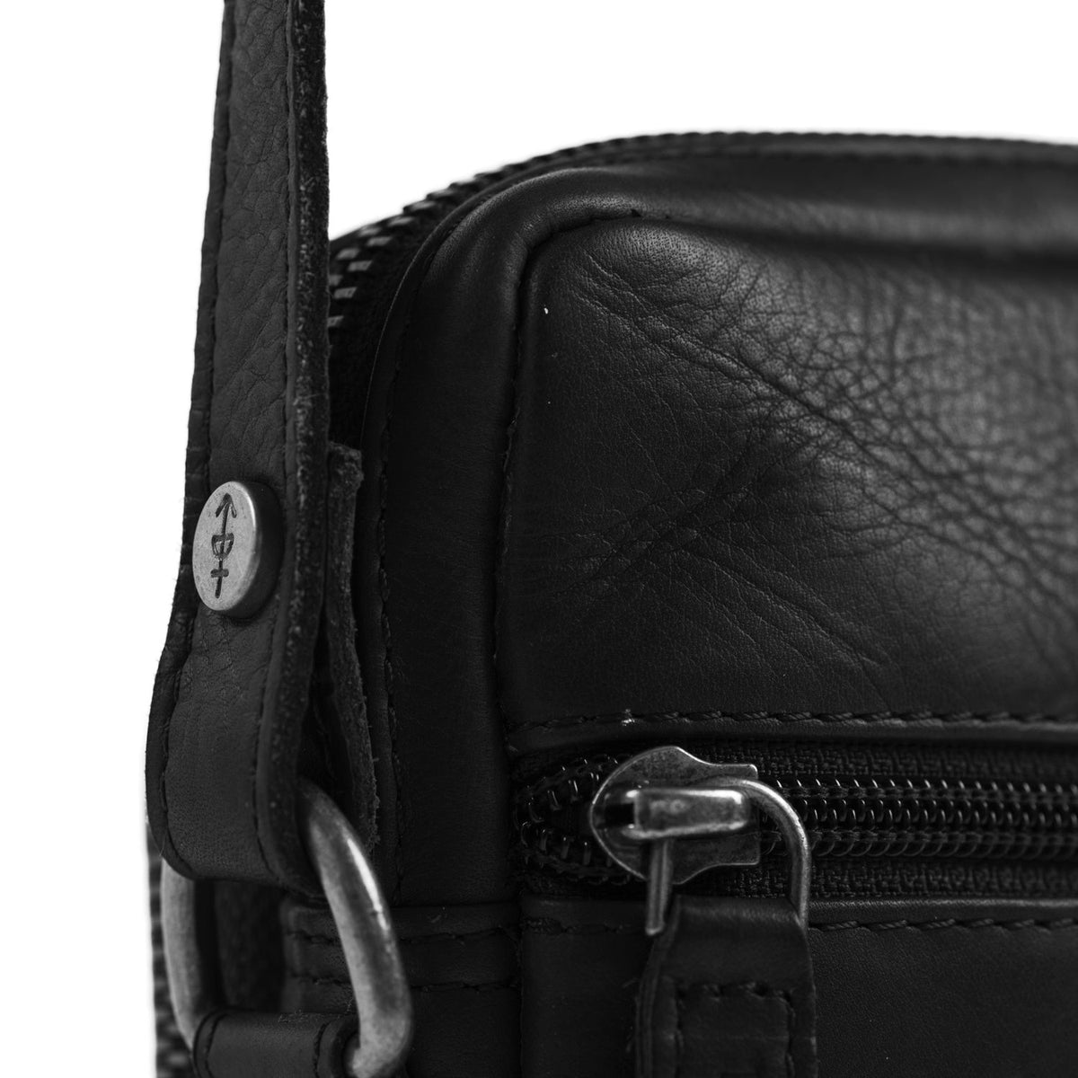 Tailored Rib Cuffs & Hem Craftsmanship Construction Detail on Hamilton Full-Grain Leather Phone Bag