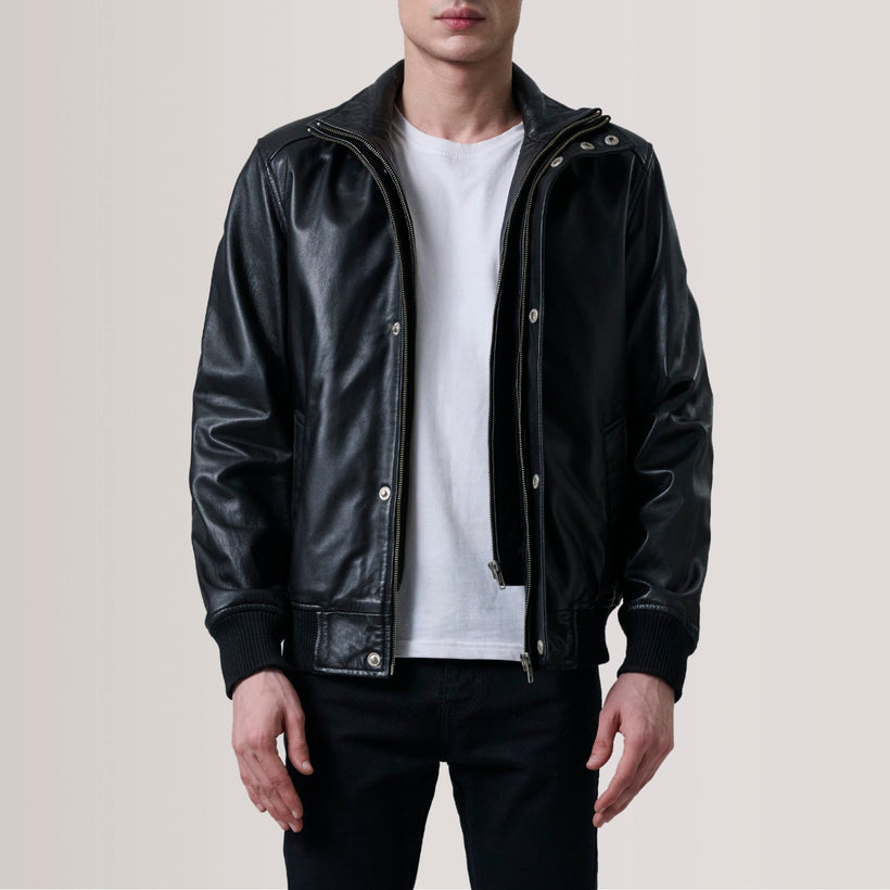 Lester Barna Suede Bőr Bomber Dzseki Férfi