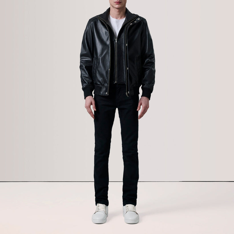 Lester Barna Suede Bőr Bomber Dzseki Férfi