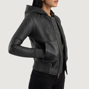 
Luna Hooded Bőr Bomber Dzseki Női – alternate product view 2
