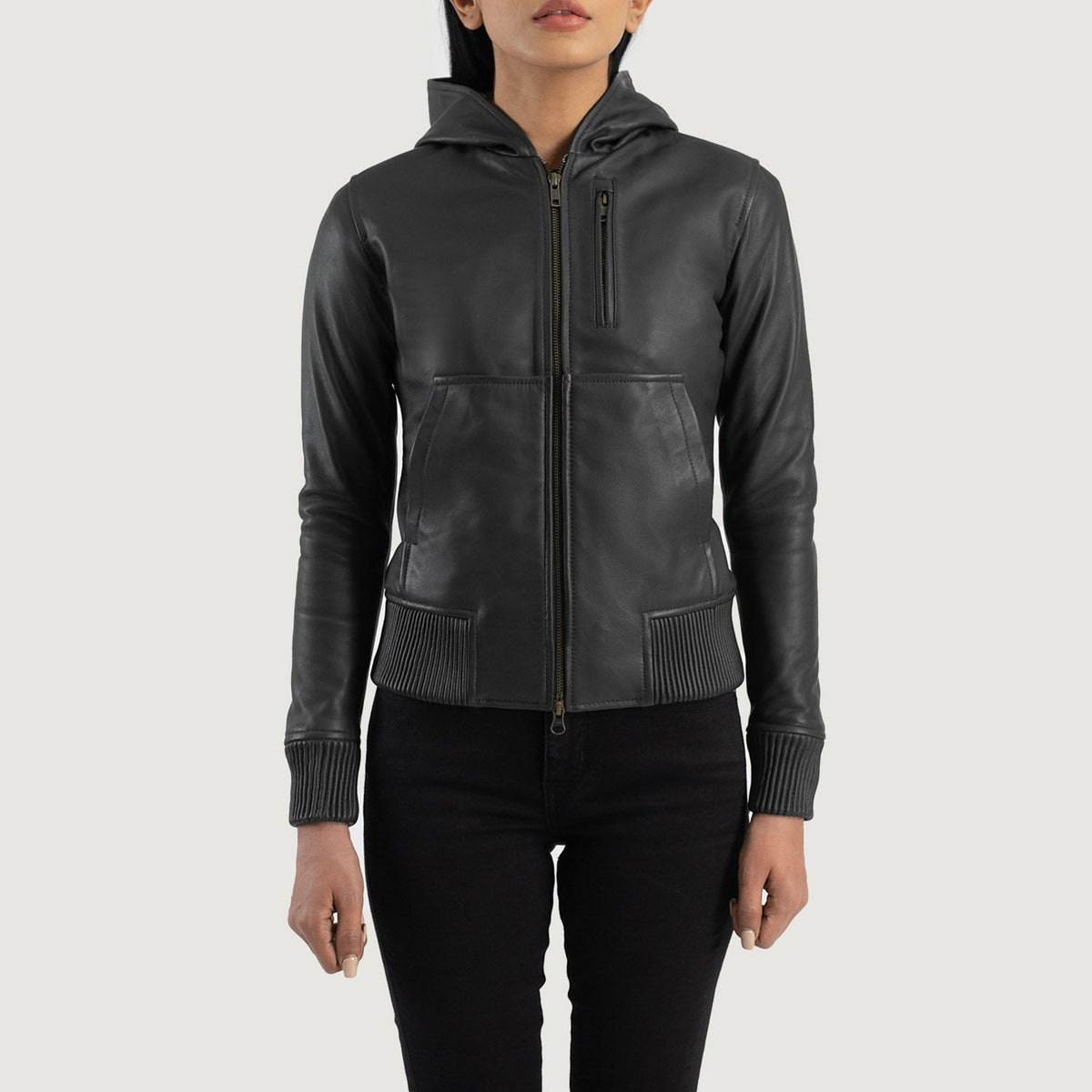 
Luna Hooded Bőr Bomber Dzseki Női – alternate product view 4