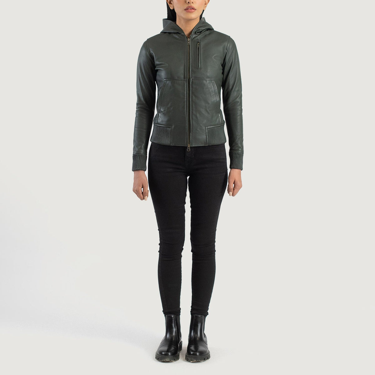 
Luna Hooded Bőr Bomber Dzseki Női – alternate product view 3