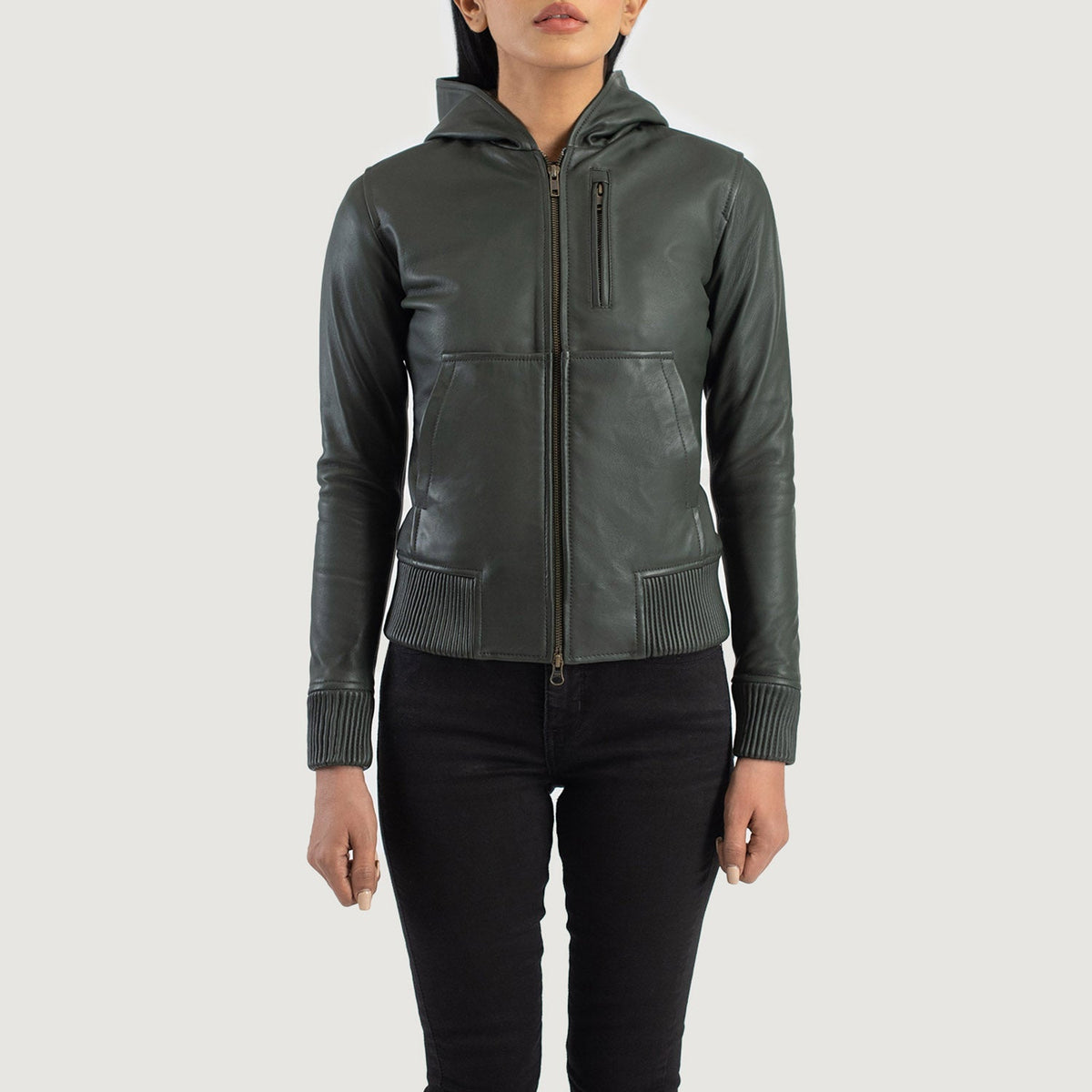 
Luna Hooded Bőr Bomber Dzseki Női – alternate product view 4