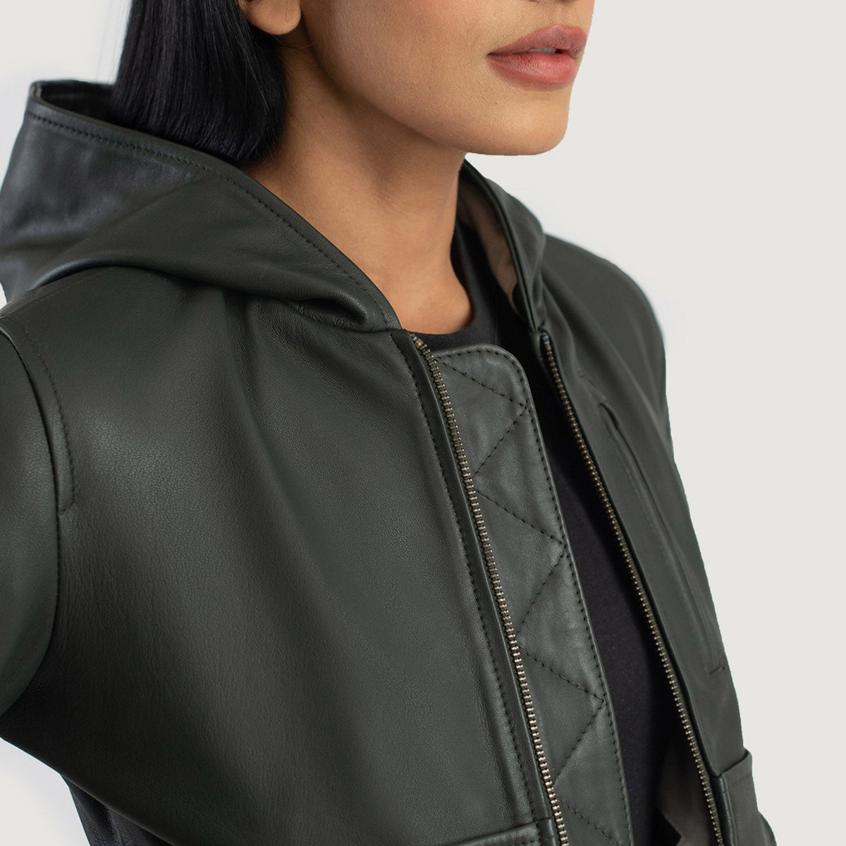 
Luna Hooded Bőr Bomber Dzseki Női – alternate product view 6