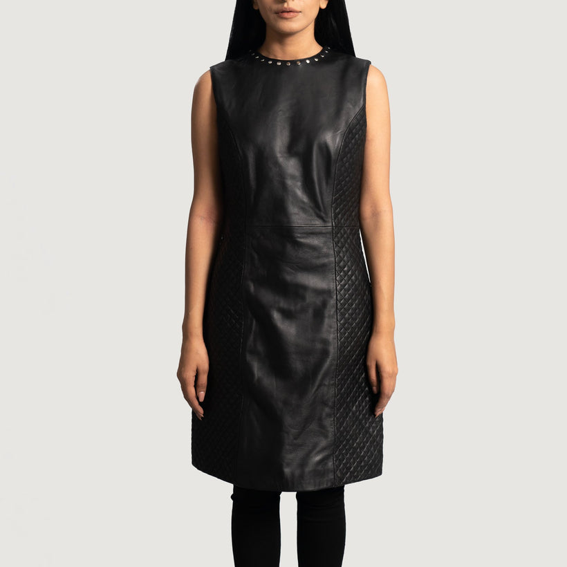 Luxe Fekete Leather Dress női