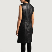 
Luxe Fekete Leather Dress Női - Oldalnézet az ergonomikus ujjkialakítással