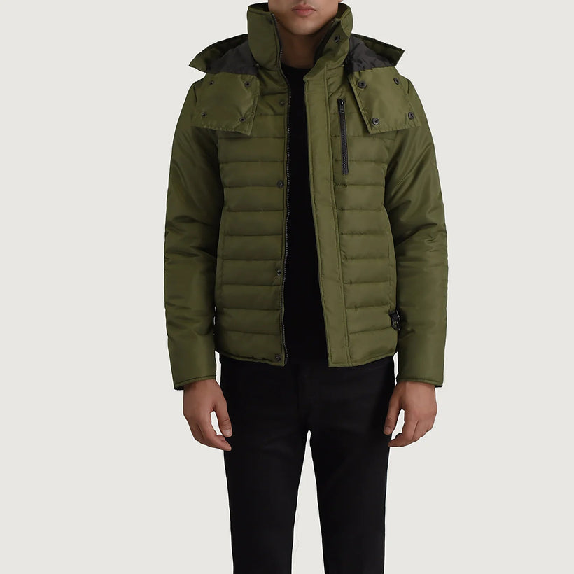 Malcolm Zöld Hooded Puffer Bőrdzseki Férfi