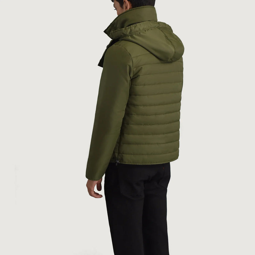 Malcolm Zöld Hooded Puffer Bőrdzseki Férfi