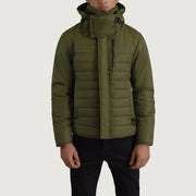 
Malcolm Zöld Hooded Puffer Bőrdzseki Férfi - Oldalnézet az ergonomikus ujjkialakítással
