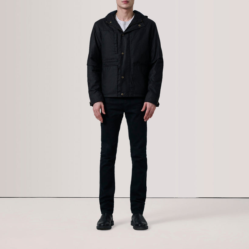 Marlo Fekete Canvas Hooded Work Bőrdzseki férfi