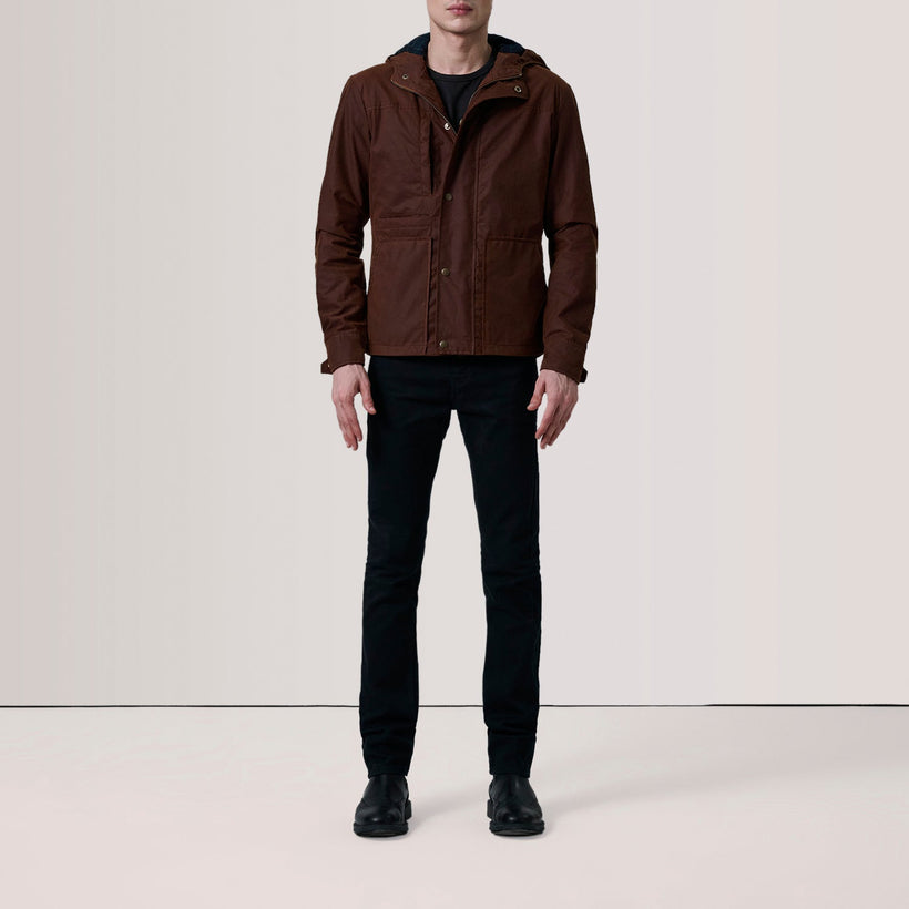Marlo Barna Canvas Hooded Work Bőrdzseki férfi