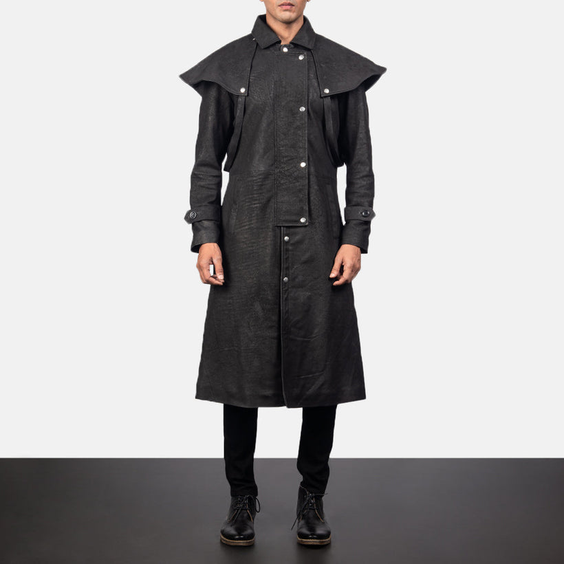 Maverick Fekete Leather Duster Férfi