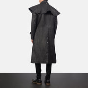 
Maverick Fekete Leather Duster Férfi - Oldalnézet az ergonomikus ujjkialakítással