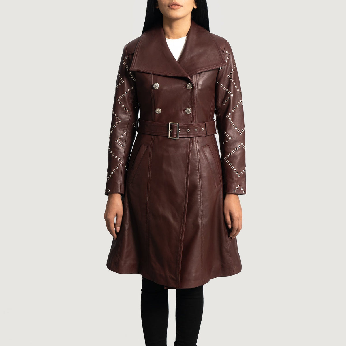 
Missoni Gesztenyebarna Bőr Viharkabát Női in Maroon Sheepskin Leather - Elölnézet & testre szabott sziluett | Online vásárlás