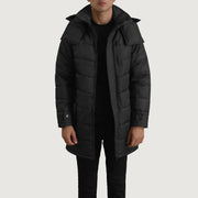
Moore Fekete Hooded Parka Férfi fekete valódi marhabőrből - Elölnézet & testre szabott sziluett | Online vásárlás