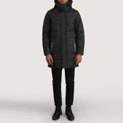
Moore Fekete Hooded Parka Férfi - Oldalnézet az ergonomikus ujjkialakítással