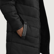
Közeli részlet of Classic Collar & Zipper With Snap Button Placket Hardware on Moore Fekete Hooded Parka Férfi