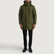 
Moore Zöld Hooded Parka Férfi - Oldalnézet az ergonomikus ujjkialakítással