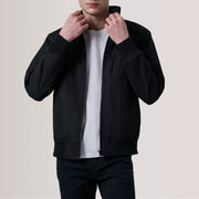 
Morrison Fekete Canvas Bőr Bomber Dzseki Férfi For Men in Black Waxed Cotton Canvas - Elölnézet & testre szabott sziluett | Online vásárlás