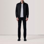 
Black Waxed Cotton Canvas Bomber Jacket - Hátulnézet precíz vállilleszkedéssel és tiszta szegéllyel