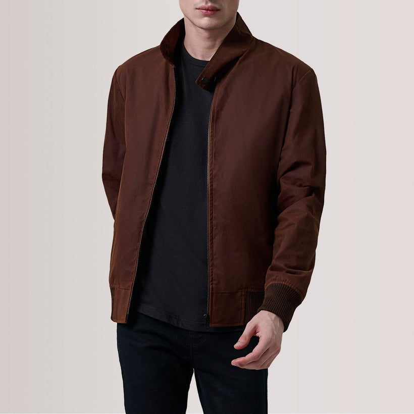Morrison Barna Canvas Bőr bomber dzseki férfi