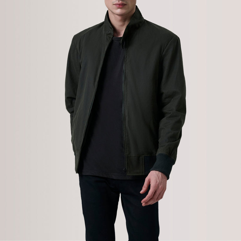 Morrison Olive Canvas Bőr bomber dzseki férfi